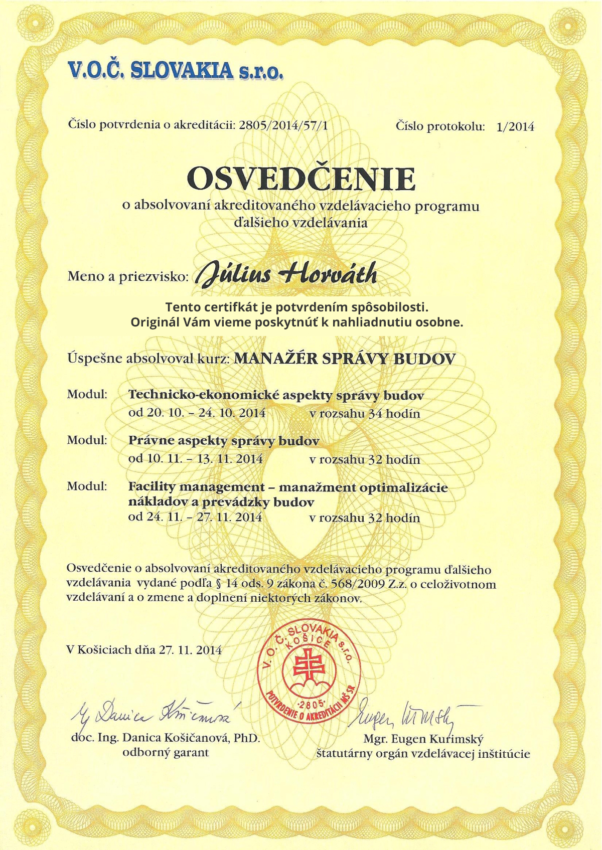 DHJ Grup s.r.o. - certifikát